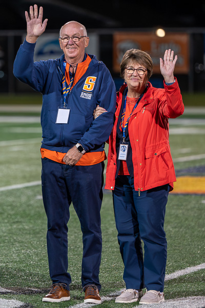 Distinguished Alumni presented at halftime.