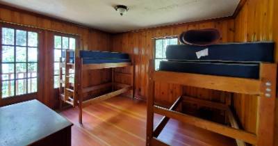 Lodge building bedroom 2 with twin bunk beds